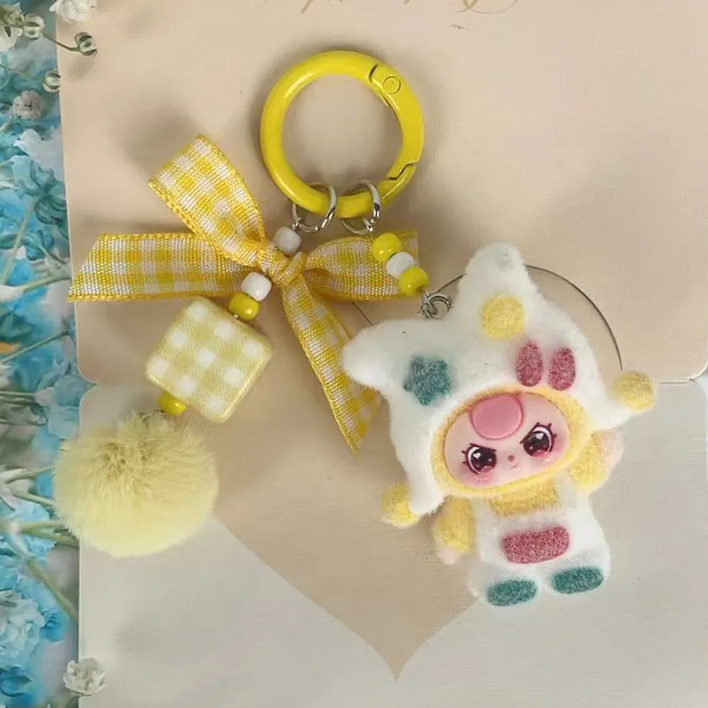 Dopamine Beanie Doll Keychain – Cute Cartoon Beaded Bag Charm, Trendy Kawaii Small Pendant for Keys & Purses, Accessory Figurine